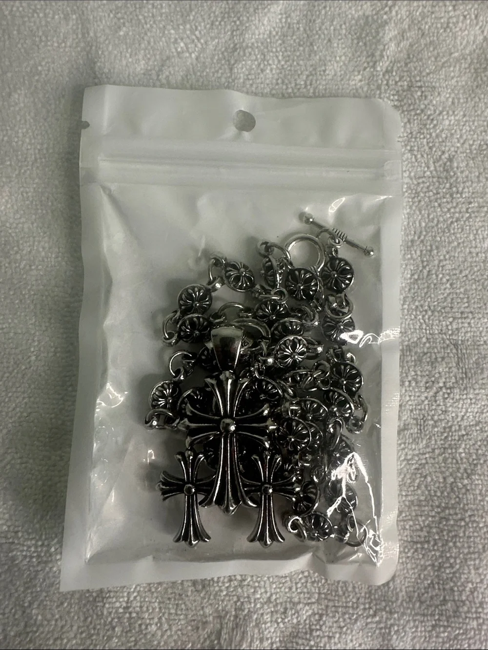 Silver Triple Cross Pendant Necklace